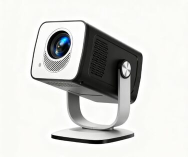 Портативний проєктор Mini Beamer 4K з підтримкою Android 13, WiFi 6, Bluetooth 5.4 та обертанням 270°. Підтримка HDMI, USB, iOS, PC. Автоматична корекція трапеції. Білий (молочний)