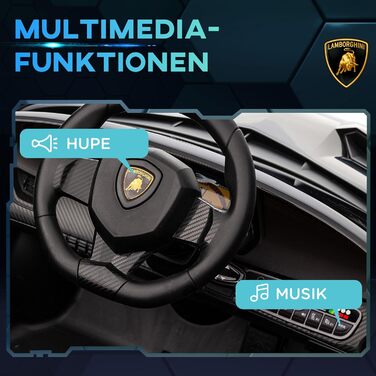 Дитячий електромобіль HOMCOM Lamborghini Veneno 12В з пультом, Bluetooth та музикою, чорний, для дітей 3-6 років