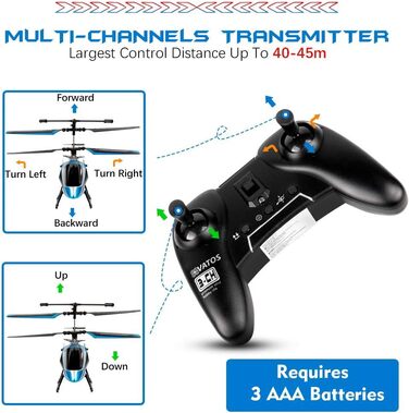 Радіокерований вертоліт VATOS YD-927, RC гелікоптер для дітей, 3 канали, 2.4 GHz, LED, гіроскоп, міні-вертоліт для приміщень