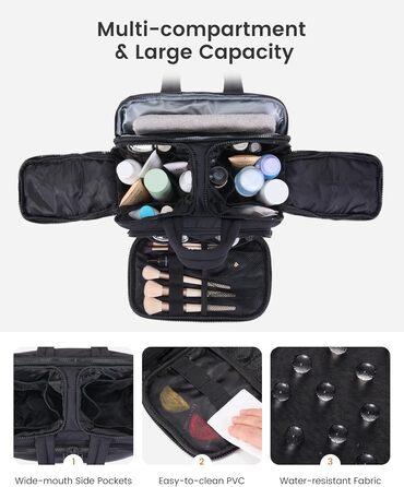 Сумка для косметики OVEVOOK велика, водонепроникна, з відділенням для мокрого, рожева (L, Бежева)