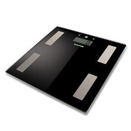 Ваги Salter 9158 SV3R з ультратонкого скла, макс. 180 кг, цифрові ваги для ванної кімнати вимірюють вагу, жир в організмі/воду, ІМТ, 8 користувачів, режим спортсмена, батареї в комплекті (чорні)