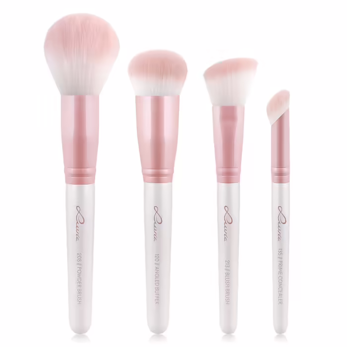 Набір пензлів для макіяжу Luvia Flawless Face, 4 веганські кисті для обличчя, косметичний набір для макіяжу