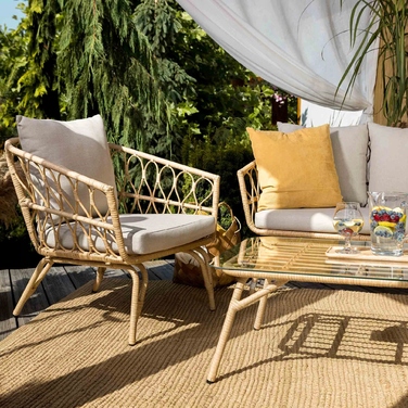 Комплект садових меблів Di Volio Teramo DV-052GF, техноротанг, бежевий, 4 предмети