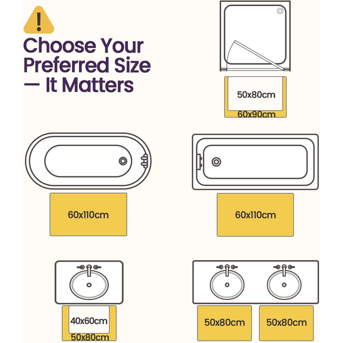 Килимок для ванної кімнати DEXI 60 x 110 см, антиковзаючий, з мікрофібри, білий