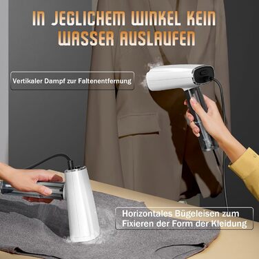 Парфукат Raelunyi 1300W: портативний відпарювач для одягу, для дому, подорожей та офісу (білий)