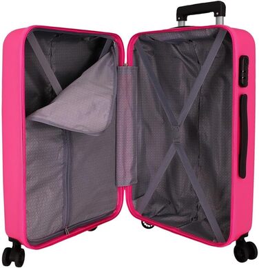 Чохол-валіза Roll Road Flex з ABS-пластику, кодований замок, 4 колеса, ручна поклажа, практичний інтер'єр, набір 2 шт., рожевий