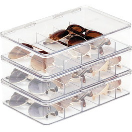 Коробка для зберігання окулярів mDesign Практична коробка для відсіку як лоток для окулярів набір із 2 шт. (прозорий)