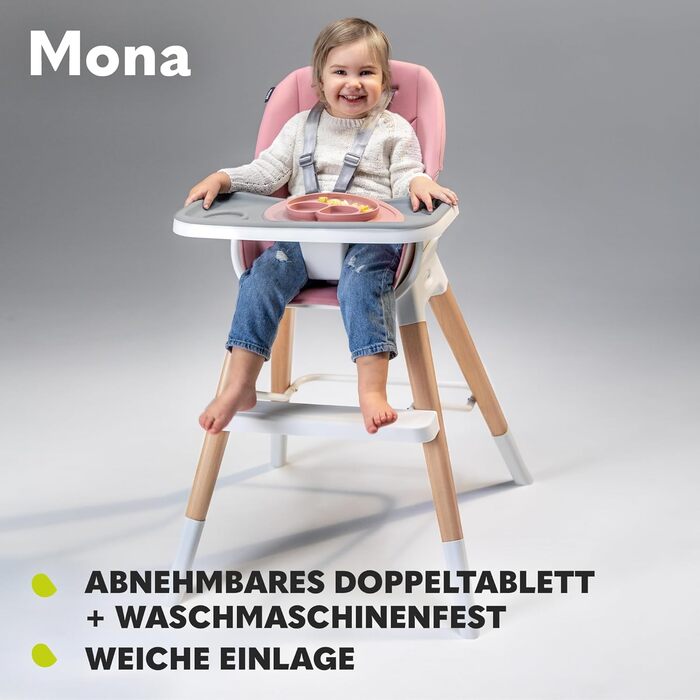 Дитячий стільчик Lionelo Mona 4в1, сірий, 6-36 місяців, до 15 кг / 25 кг / 75 кг