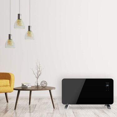 Конвектор Cecotec Ready Warm 6750 Crystal Connection з глянсовою панеллю, 2000 Вт, WiFi, термостат, таймер, підставка, для ванної кімнати (IP24), тихий, білий (чорний, 1500 Вт)