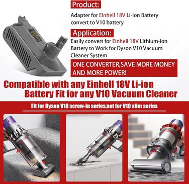 Адаптер BTRUI V10 для пилососа Einhell 18V на Dyson V10 SV12 (лише адаптер)