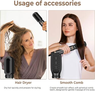 В 1, Hairstyler Hair Styler Набір щіток з теплим повітрям, Щітки для укладання Airstyler з автоматичною плойкою, масажна щітка з теплим повітрям, щітка для масажу з гарячим повітрям, щітка для випрямлення волосся (чорне золото), 6