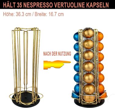 Підставка для капсул Nespresso Vertuo – обертова, на 35 капсул (золота)