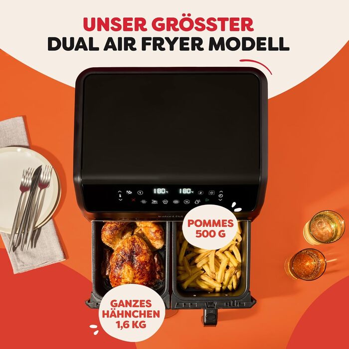 Фритюрниця повітряна Instant Pot Vortex Compact Trüffel Grau 5 л з кошиком, сімейна, 4-в-1: фритюрниця, сушарка, духовка, підігрівач, антипригарне покриття, легко чиститься, можна мити в посудомийній машині. Колір: Трюфель (8 л, Чорний)