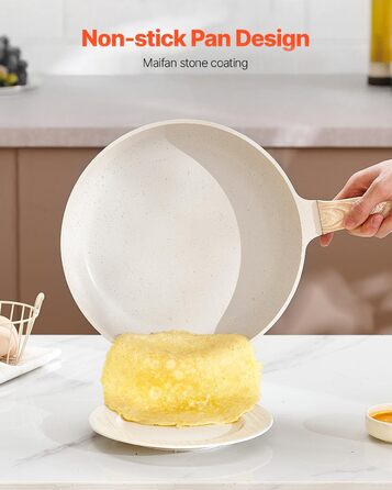 Набір каструль та сковорідок VEVOR з нержавіючої сталі (19 предметів) з кришками з термостійкого скла, антипригарне покриття, для кухні та кемпінгу, підходить для приготування соусів, тушкування та варіння (білий)