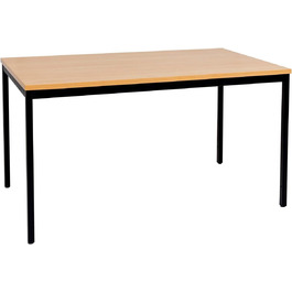 Стіл сталевий 120x60x75см, бук, TUV/GS-Легка збірка, Робочий стіл, Офісний стіл, Кухонний стіл, Обідній стіл, Стіл для принтера Офісні меблі Кабінет Комп'ютерний стіл Ігровий стіл Багатофункціональний стіл, 24