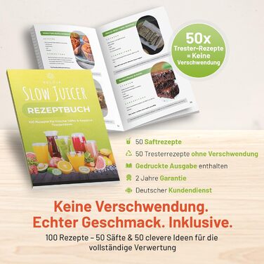 Професійний шнековий соковичавник Slow Juicer Pro для цілих фруктів та овочів – тиха робота, легке очищення, з рецептами