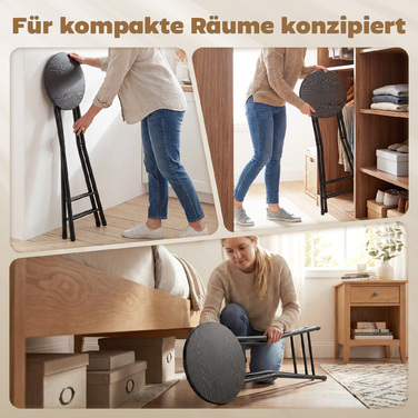 Набір з двох барних стільців, складані, зі сталевим каркасом, кухонні стільці з подвійною підніжкою, розмір 34 x 30 x 70 см, чорний