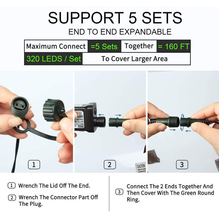 Гірлянда світлодіодна Herbst 35м, 320 LED, фіолетова, для Хелловіну, Різдва, вечірки, саду, дому. Водостійка, 8 режимів, з пам'яттю.