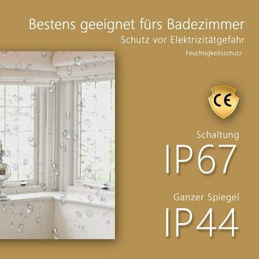 Дзеркало для ванної кімнати HUOLE з LED-підсвічуванням, 60 x 80 см, сенсорне керування, запобігання запотіванню, 6400K