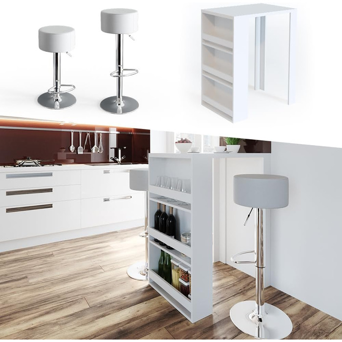 Набір барний стіл та табурети Vicco Bartisch-Set, білий/антрацитовий, 80 x 57 см (2 табурети)