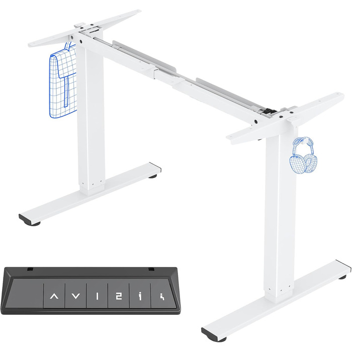 Електричний регульований стіл FlexiSpot з пам'яттю висоти та LED-дисплеєм, EN1 (білий)