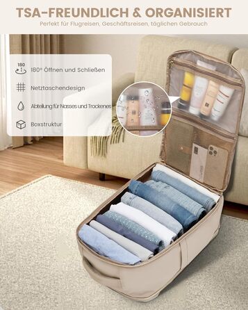 LOVEVOOK Рюкзак ручної поклажі, 40л, 17.3 дюйми, для подорожей та бізнесу, водонепроникний, 45x30x20см, світло-бежевий