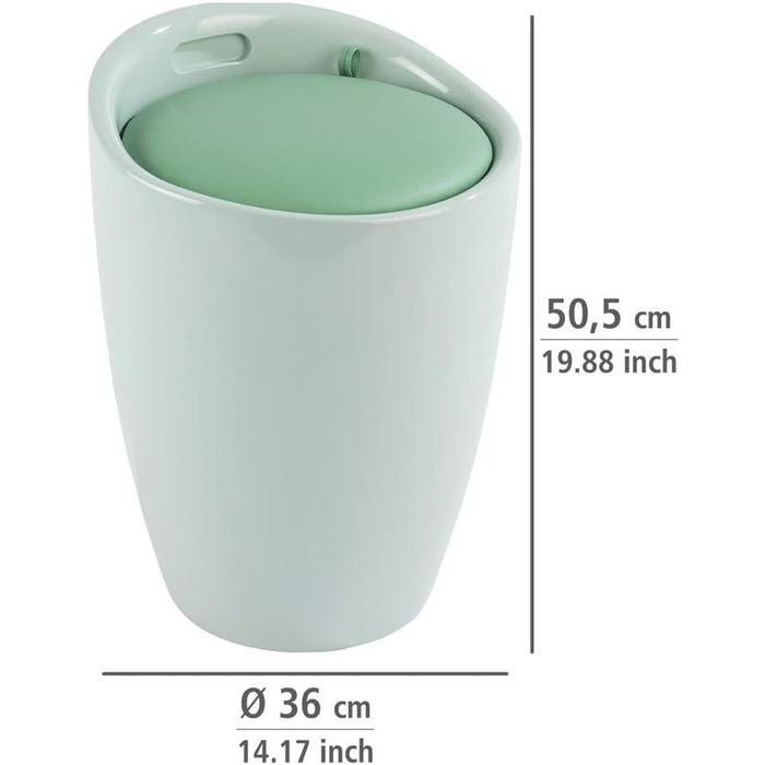 WENKO табурет для ванної кімнати Candy з місцем для зберігання та кошиком для білизни, ABS-пластик, 20 л, Ø 36 x 50,5 см