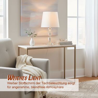 Лампа для столу Relaxdays з кришталевою основою та тканинним абажуром