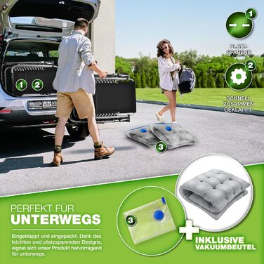 Шезлонг складний Tillvex® до 200 кг | Садовий лежак для відпочинку на балконі, терасі та у саду | З товстим матрацом, регульований, з подушкою для шиї (сірий)