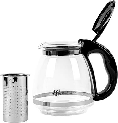 Чайник зі скла Karl Hausmann з ситечком - 2л - Скляний чайник для чаю - Чайник з ситом - Чайник зі скла, ідеальний для поціновувачів чаю - Стильний дизайн, скляний чайник (1.5л)