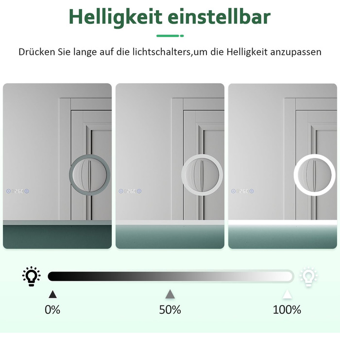 Дзеркало для ванної кімнати Badspiegel 80x60 см з підсвічуванням та антизапотіваючим покриттям LED, 3 колірні температури, IP44, для стін (Тип A)