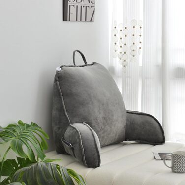 Підлогове крісло-подушка для читання Rmeet з підлокітниками, 75x45x55 см, сірий колір
