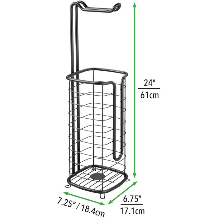 Тримач для туалетного паперу mDesign без свердління-окремо стоячий тримач для туалетного паперу для ванної кімнати - тримач для рулонів паперу з нержавіючої сталі з чотирма рулонами- (чорний)