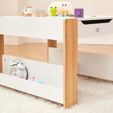 Дитячий стіл і стільці Baby Vivo Mia Mia з ящиками для зберігання - комплект меблів для дитячої кімнати з дерева (дуб)