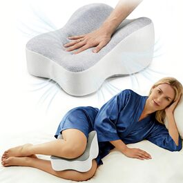 Ергономічна подушка між ніг для сну на боці (36 см) — ортопедична подушка для колін та стегон, біла, зі знімним чохлом