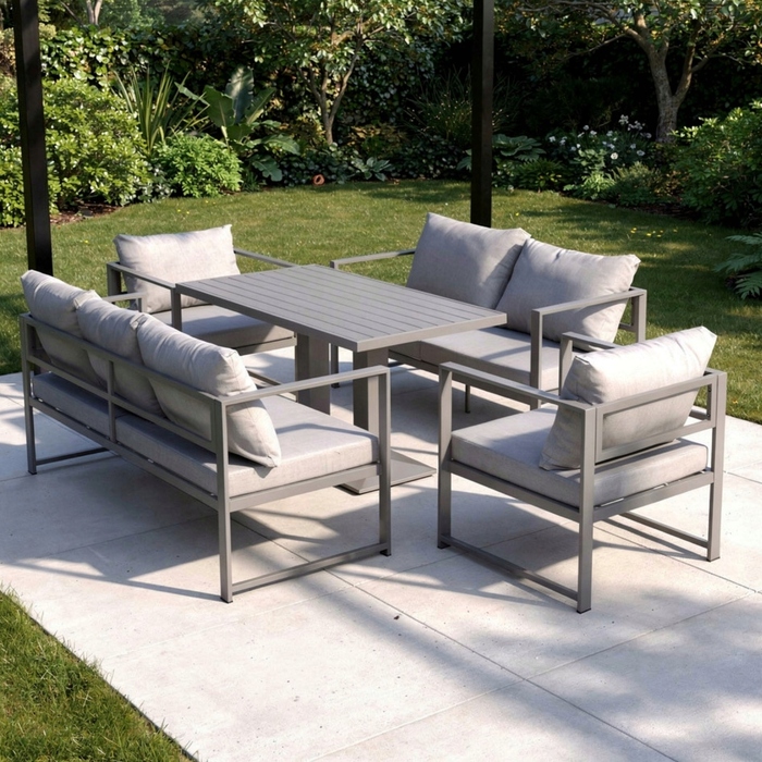 Комплект садових меблів зі сталі, сірий, 5 предметів