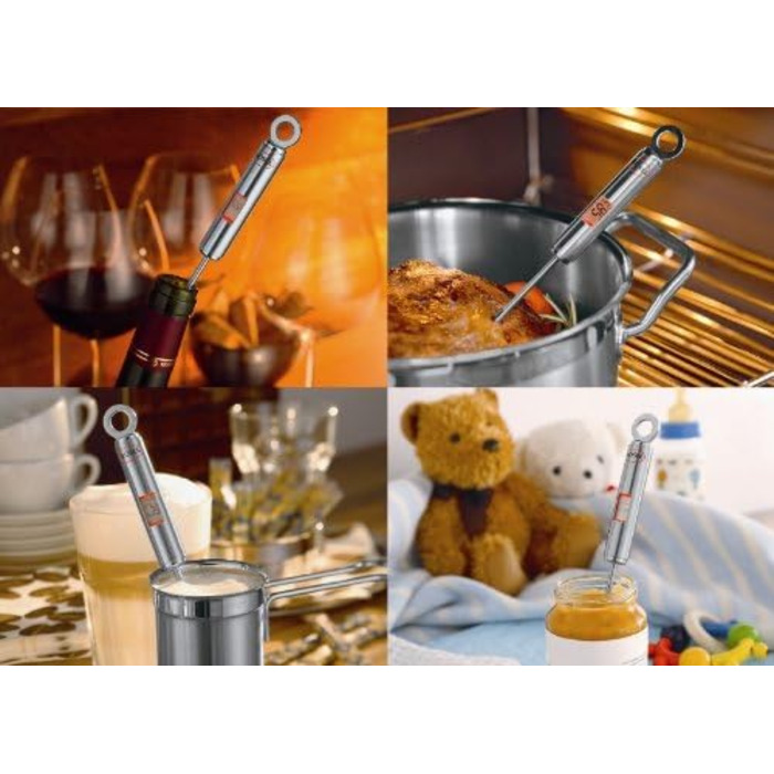Термометр кулінарний RÖSLE Gourmet з цифровим дисплеєм, °C/°F, -40°C до +200°C, нержавіюча сталь 18/10, 21.5 см, сріблястий