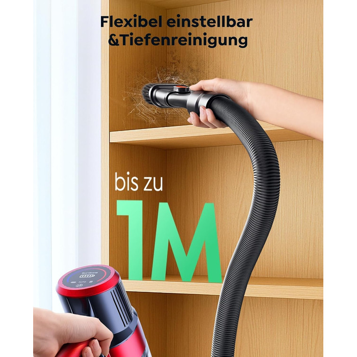 Акумуляторний пилосос SunSare бездротовий 50 кПа, 600 Вт, 65 хв з авторежимом, настінне кріплення, сенсорний екран, шланг 1м для підлоги, килимів, шерсті тварин, авто