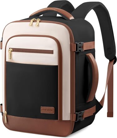 Рюкзак для ручної поклажі Ryanair LOVEVOOK 40x20x25 см, 20L - Чорний, Білий, Коричневий. Підходить під розміри ручної поклажі авіакомпанії Ryanair. З відділенням для ноутбука.