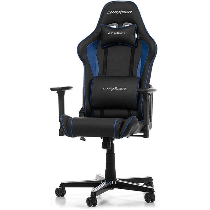 Ігрове крісло DXRacer Prince P08, штучна шкіра, чорно-синій, 185 см