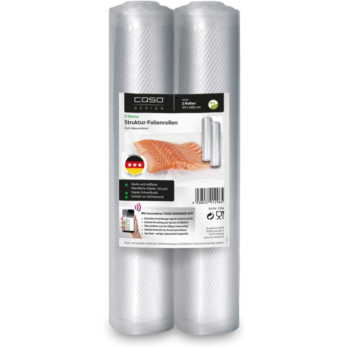 Вакууматор CASO VC10 для продуктів харчування, пристрій для вакуумування з 10 пакетами, ширина шва 30 см