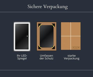 LED дзеркало для ванної кімнати з підсвічуванням, настінне, диммер, колір світла: теплий, холодний, нейтральний, сучасний дизайн, антизапар, енергозберігаюче, 50 x 120 см