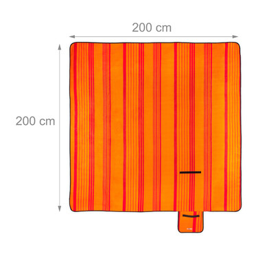 Ковдра для пікніка Relaxdays 200x200см помаранчева смугаста