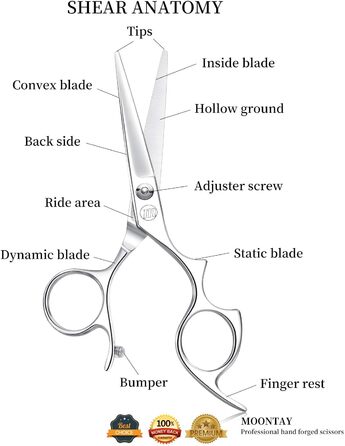 Ножиці для стрижки Moontay 5,5', великі отвори для пальців, професійні, японська нержавіюча сталь 440C, перукарські ножиці сріблясті (6 дюймів)