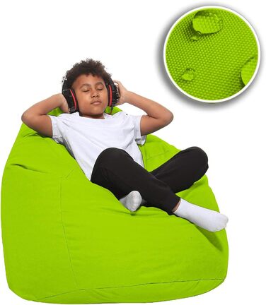 Подушка для підлоги Beanbag XXL для дорослих і дітей - підходить для ігор або відпочинку - в приміщенні та на вулиці, оскільки вона водонепроникна - з намистинами EPS, колір ківі зелений, розмір XL