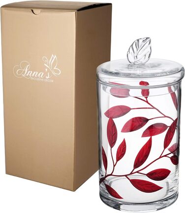 Декоративна скляна банка з кришкою - вітрина для харчових цукерок - 29 см (червона)