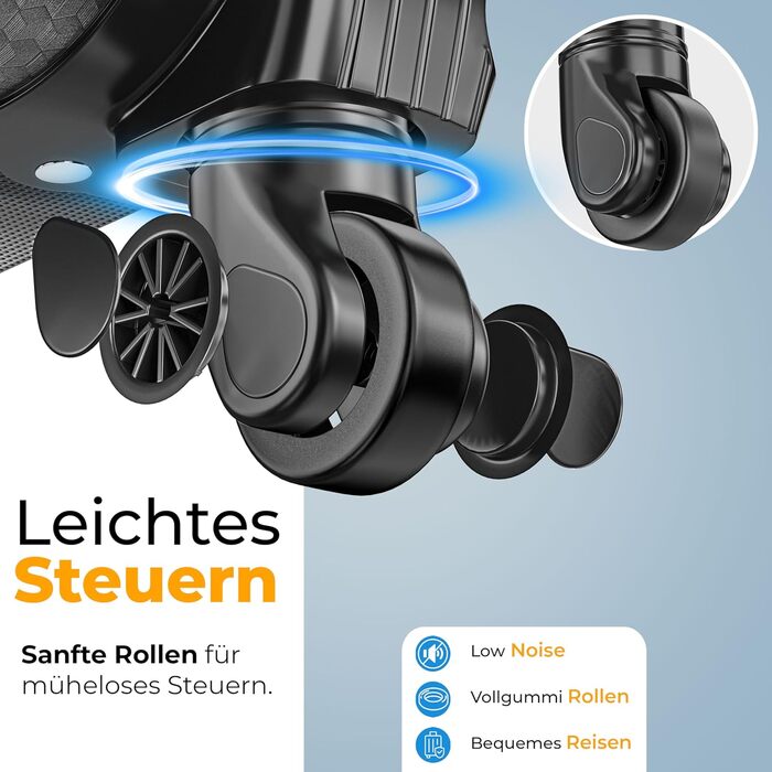 Набір валіз KESSER® 4 шт. | Чотири валізи з тканини з кодовим замком TSA, 360° колесами та телескопічною ручкою | Косметичка, ручна валіза та великі валізи для подорожей та бізнесу (Антрацит)