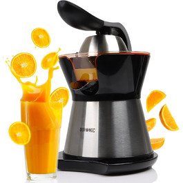 Електрична соковитискачка Duronic Saftpresse 600W - соковитискачка для цитрусових з нержавіючої сталі, 400мл, 2 конуси