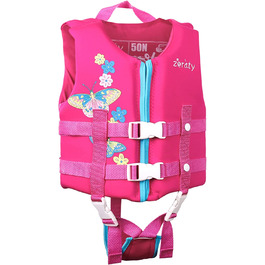 Дитячий рятувальний жилет Zeraty, плавальна куртка для малюків з регульованими ременями безпеки, вік 1-9 років / 22-50 фунтів, рожева квітка (рекомендується для дітей у віці 1-3 років)