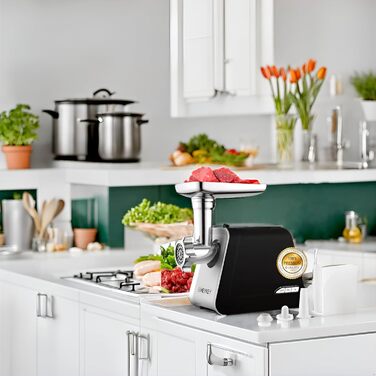 Електричний м'ясоподрібнювач COOCHEER 2000W з 3 насадками для фаршу, ковбас та кіббе | Для дому та дитячого харчування